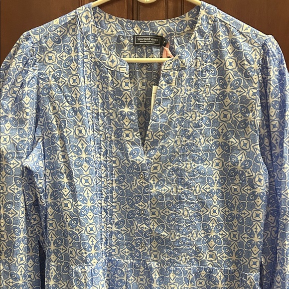 Vineyard Vines Blue and White Long Sleeve Dress - Picture 3 of 4